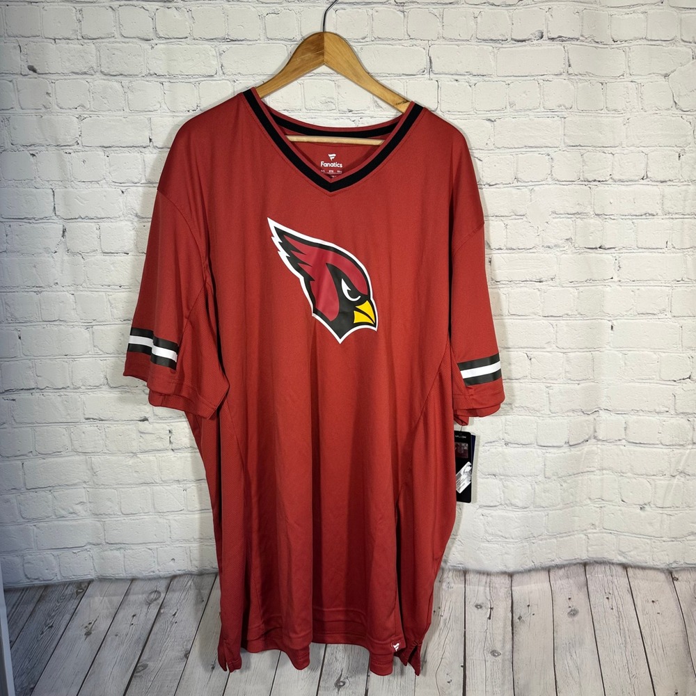 Fanatics Arizona Cardinals NFL Mens 5XL Red V-Neck Mesh Jersey Shirt New